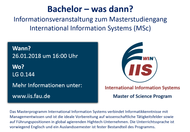 Info-Veranstaltung Master International Information Systems / Info-Event Master IIS